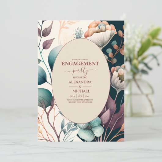 Retro Vintag Sixties Terracotta Verlobung Einladung (Stehend Vorderseite)