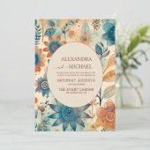 Retro Vintag Sixties Terracotta Wedding Einladung (Stehend Vorderseite)