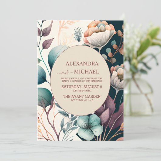 Retro Vintag Sixties Terracotta Wedding Einladung (Stehend Vorderseite)