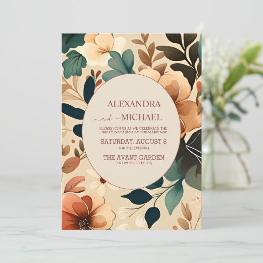 Retro Vintag Sixties Terracotta Wedding Einladung (Stehend Vorderseite)