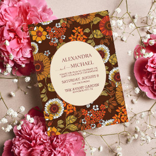 Retro Vintag Sixties Terracotta Wedding Einladung