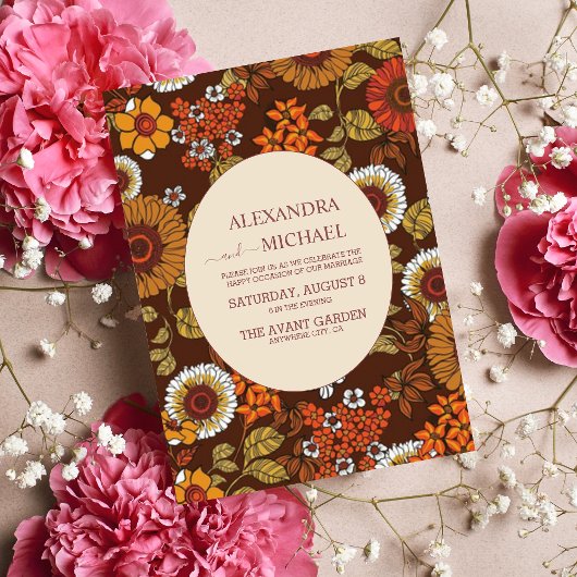 Retro Vintag Sixties Terracotta Wedding Einladung