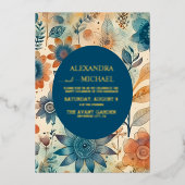 Retro Vintag Sixties Terracotta Wedding Folieneinladung (Vorderseite)