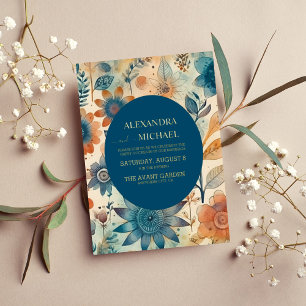 Retro Vintag Sixties Terracotta Wedding Folieneinladung