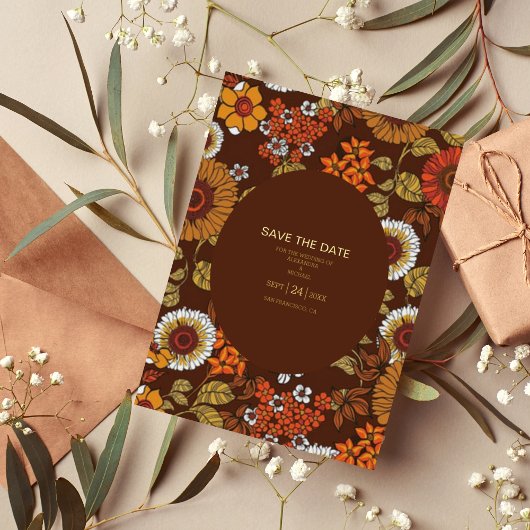 Retro Vintag Sixties Terracotta Wedding Folieneinladung