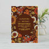 Retro Vintag Sixties Terracotta Wedding Folieneinladung (Stehend vorne)