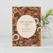 Retro Vintag Sixties Terracotta Wedding Save The Date (Stehend Vorderseite)