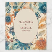 Retro Vintag Sixties Terracotta Wedding Weinetikett (Einzelnes Label)