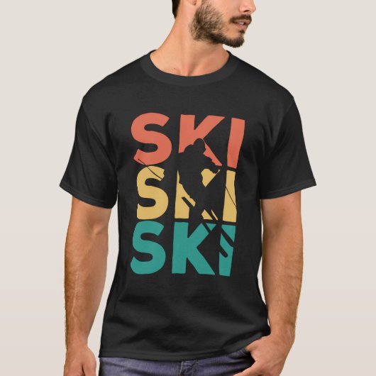Retro Vintag Skiverleih für Skifahrer T-Shirt (Vorderseite)
