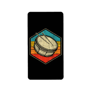 Retro Vintag Snare Drum - Marching Band Drumline Adressaufkleber