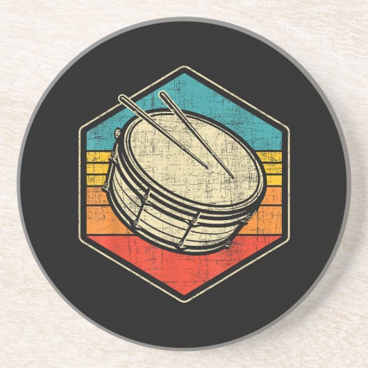 Retro Vintag Snare Drum - Marching Band Drumline Getränkeuntersetzer (Vorne)