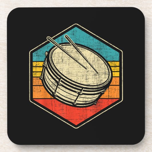 Retro Vintag Snare Drum - Marching Band Drumline Getränkeuntersetzer (Vorderseite)