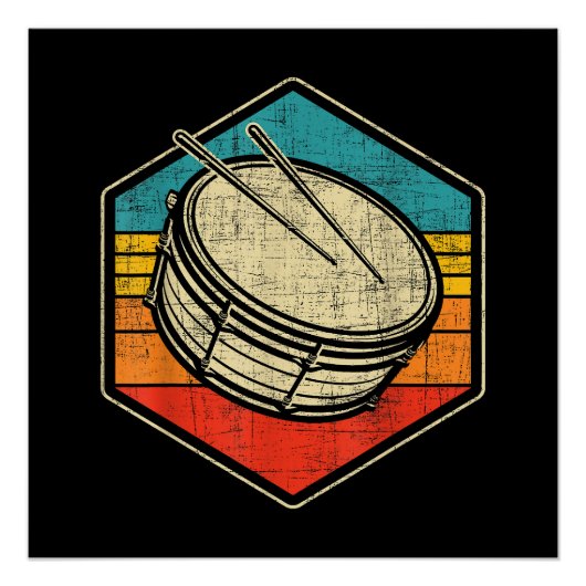 Retro Vintag Snare Drum - Marching Band Drumline Poster (Vorderseite)