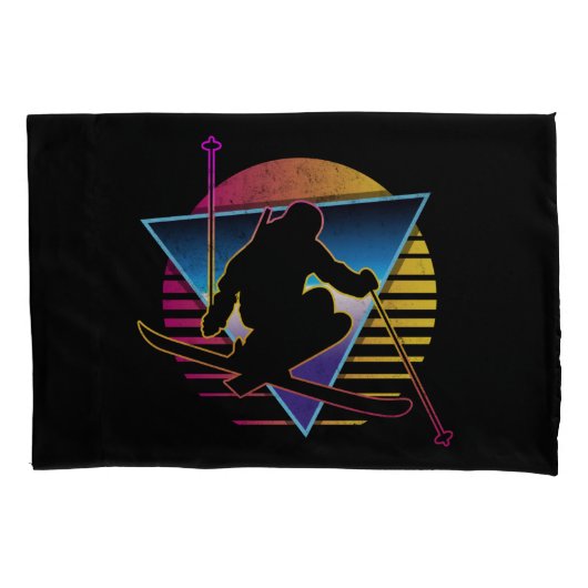 Retro Vintag Snow 80er Ski Kissenbezug (Vorderseite)