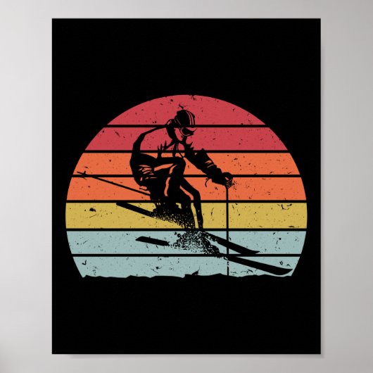 Retro Vintag Snow 80er Ski Sunset Poster (Vorne)