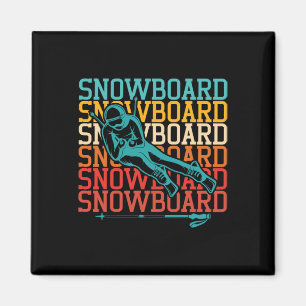 Retro Vintag Snowboarder Snowboarder Winterspur Magnet