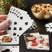 Retro Vintag Snowman in Top Hat Weihnachtsfeiertag Spielkarten (In Situ)