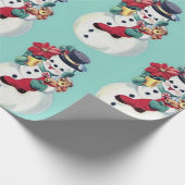 Retro Vintag Snowman Weihnachten Geschenkpapier (Ecke)