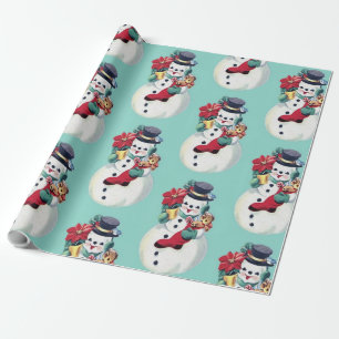 Retro Vintag Snowman Weihnachten Geschenkpapier
