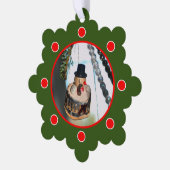 Retro Vintag Snowman Weihnachten Ornament Karte (Linke Ecke)