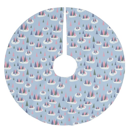 Retro Vintag Snowy Polyester Weihnachtsbaumdecke (Vorderseite)