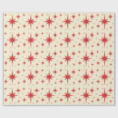 Retro Vintag Stars Rot und Creme Geschenkpapier (Flach)