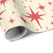 Retro Vintag Stars Rot und Creme Geschenkpapier (Rolleneckpunkt)