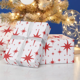 Retro Vintag Stars Rot und Weiß Geschenkpapier