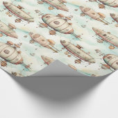 Retro Vintag Steampunk Blimp Geschenkpapier (Ecke)
