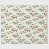 Retro Vintag Steampunk Blimp Geschenkpapier (Flach)