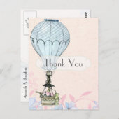 Retro Vintag Steampunk Heißluftballon Danke Postkarte (Vorne/Hinten)