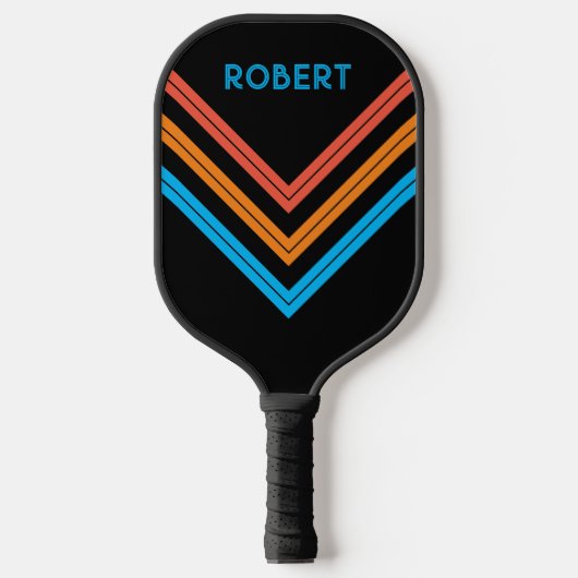Retro Vintag Strip Personalisierter Name Pickleball Schläger (Vorderseite)