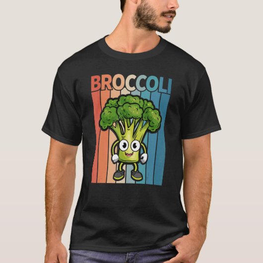 Retro Vintag Style Broccoli Broccoli Vegan T-Shirt (Vorderseite)