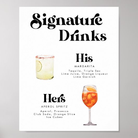 Retro Vintag Style Signature Drinks Poster (Vorne)