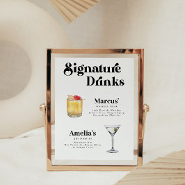 Retro Vintag Style Signature Drinks Poster