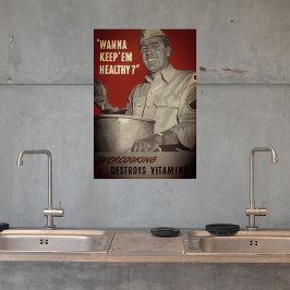 Retro Vintag Style WWII Gesunde Küche Kochen Poster