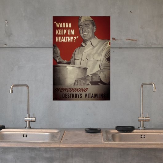 Retro Vintag Style WWII Gesunde Küche Kochen Poster