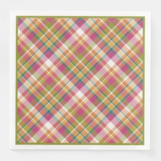 Retro Vintag Summer Kariert Tartan Squares Muster Serviette (Vorderseite)