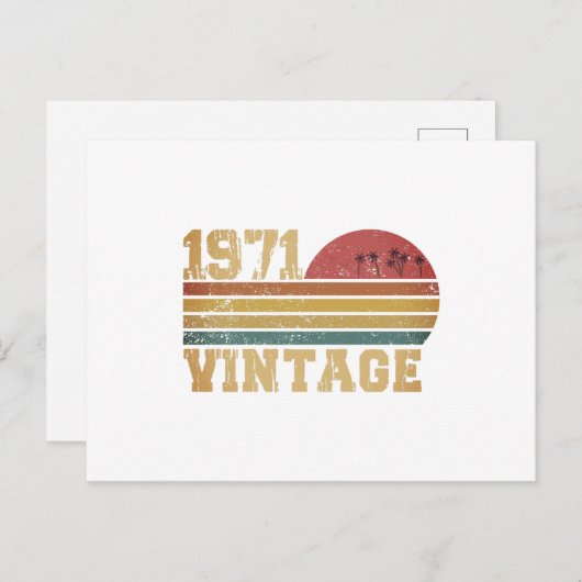 Retro Vintag Sunset 1971 Geburtstag Postkarte (Vorne/Hinten)