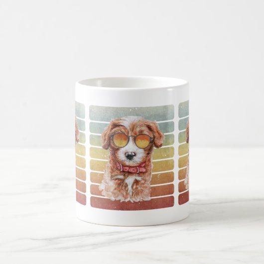 Retro Vintag Sunset Cavoodle Mama Vater Kaffeetasse (Mittel)