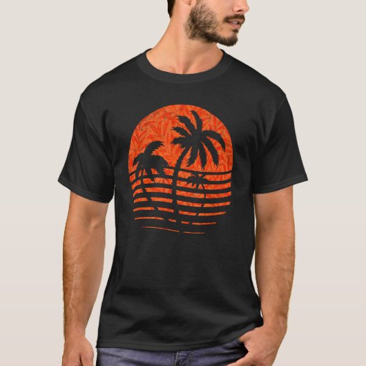 Retro Vintag Sunset Coco Palm Tree T-Shirt (Vorderseite)