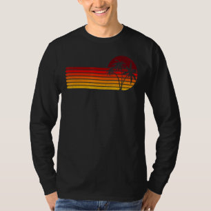 Retro Vintag Sunset Coco Palm Tree Tropical Beach T-Shirt