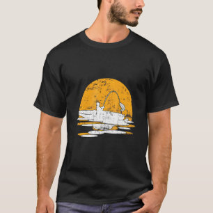 Retro Vintag Sunset Kayak Fischen T-Shirt