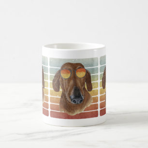 Retro Vintag Sunset Red Dackel Mama Vater Kaffeetasse