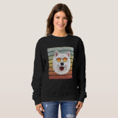 Retro Vintag Sunset Samoyed Mama Vater Sweatshirt (Vorne ganz)
