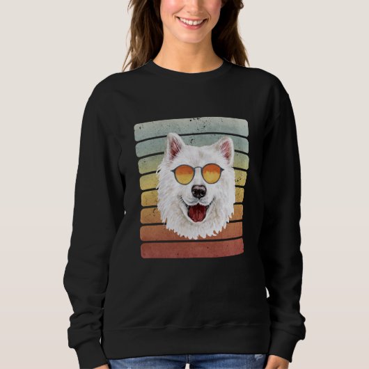 Retro Vintag Sunset Samoyed Mama Vater Sweatshirt (Vorderseite)