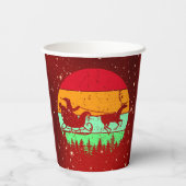 Retro Vintag Sunset Santa Sleigh Rentier Pappbecher (Rückseite)