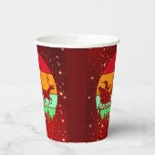 Retro Vintag Sunset Santa Sleigh Rentier Pappbecher (Links)