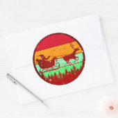 Retro Vintag Sunset Santa Sleigh Rentier Runder Aufkleber (Umschlag)