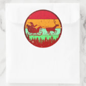 Retro Vintag Sunset Santa Sleigh Rentier Runder Aufkleber (Tasche)